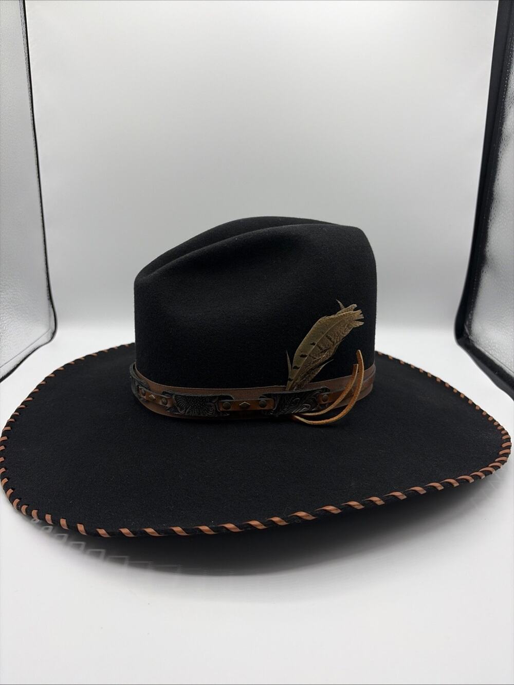 Vintage Charlie 1 Horse Triple XXX Fur Blend 7 1/8 Black Western Cowboy Hat Box
